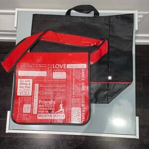 LOT OF 2 LULULEMON Crossbody Messenger Bag & LARGE BLACK w/ REFLECTIVE Logo